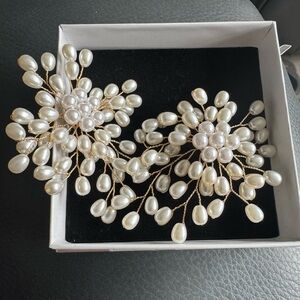 Wedding bridal firework style pearl earrings